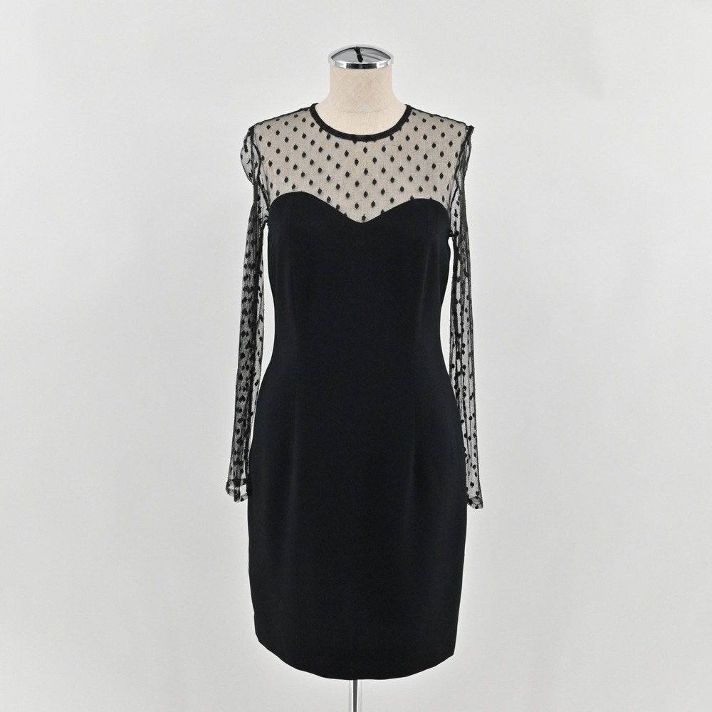 Vintage Carole Little Mesh Dress Womens Size 6 Black Whimsigoth USA Cocktail LBD